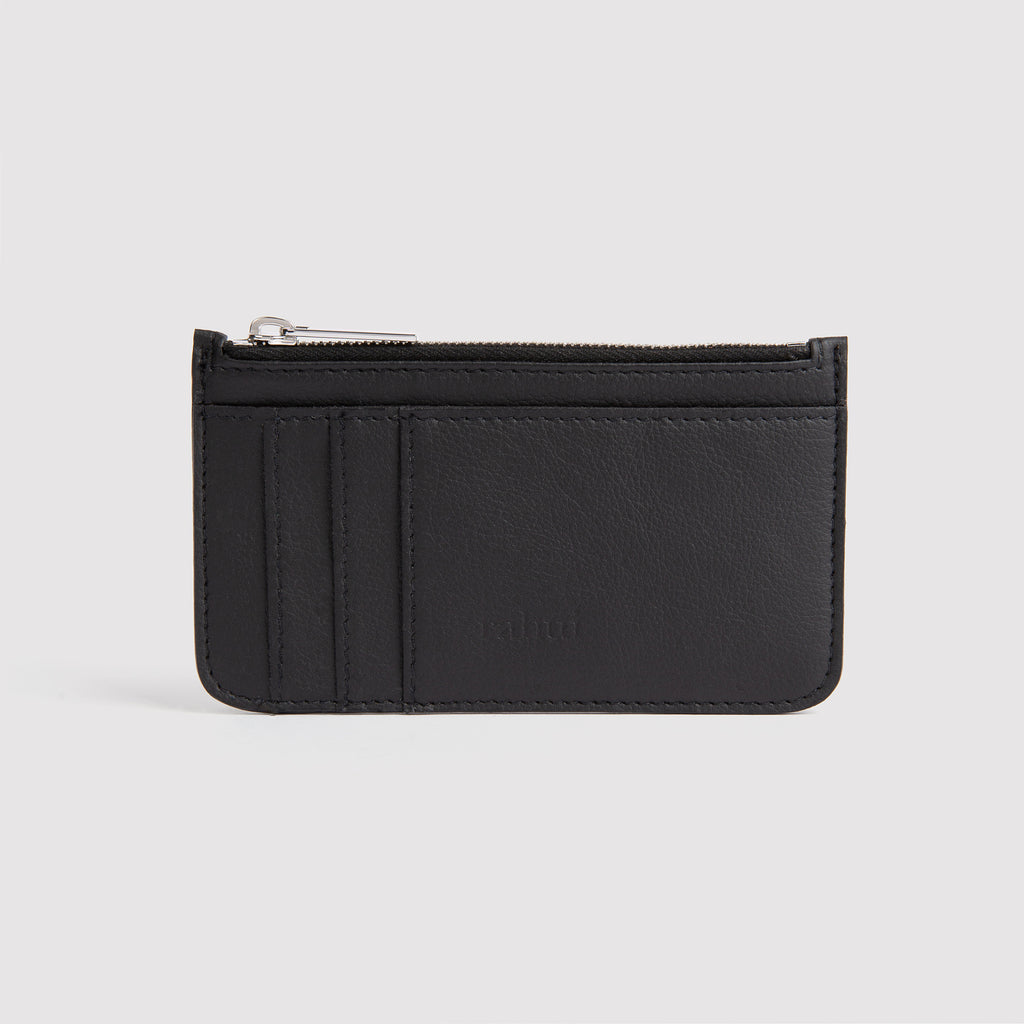 Rahui Black Pinatex Cedar Zip Wallet Front