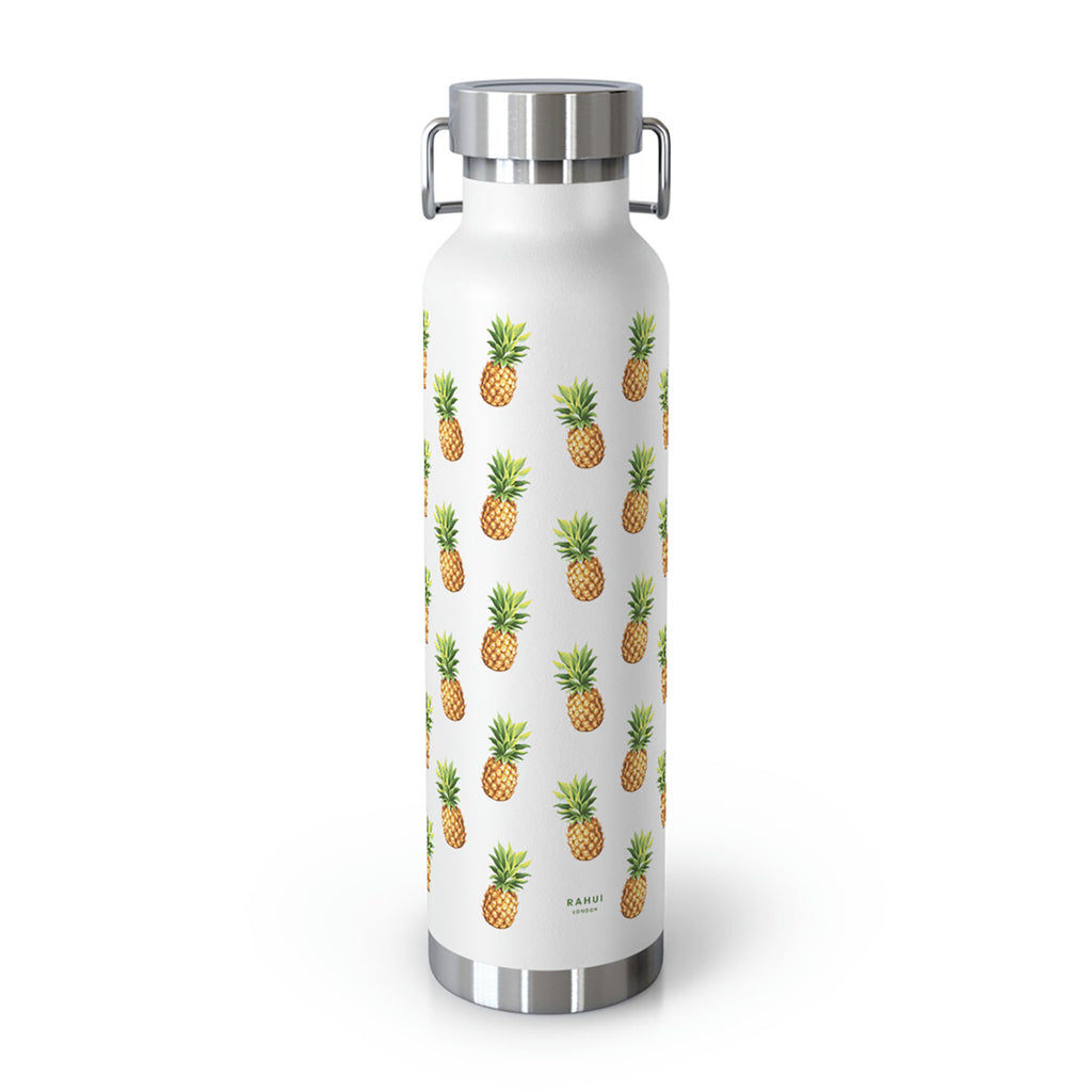 Pineapple lining print water bottle back view