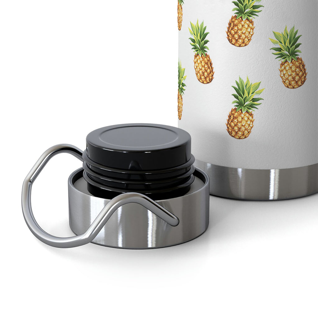 Pineapple lining print water bottle lid detail close up
