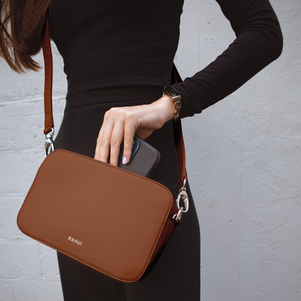 Rahui Tan crossbody bag made from apple leather