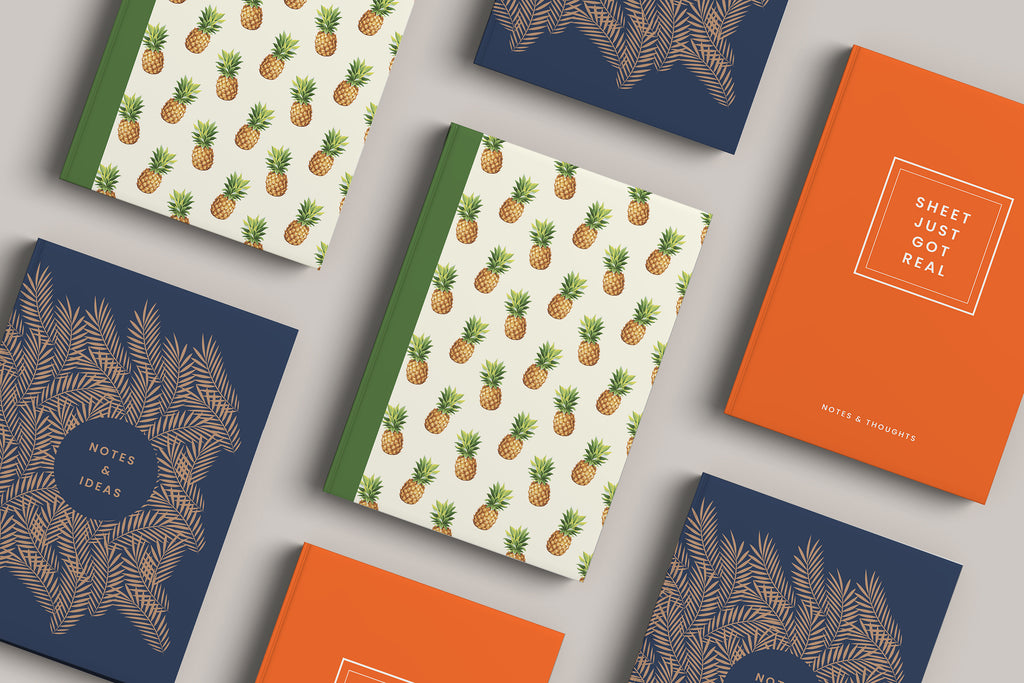 Pineapple lining print notebook with leaf print notebook with sheet just got real notebook