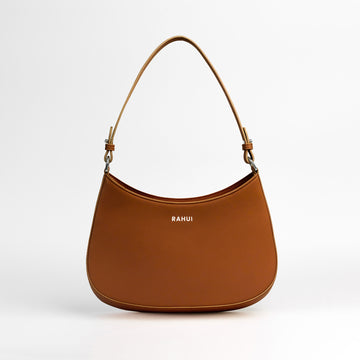 Rahui London Tan Apple Leather Vegan Mini Handbag Handle View On White Background
