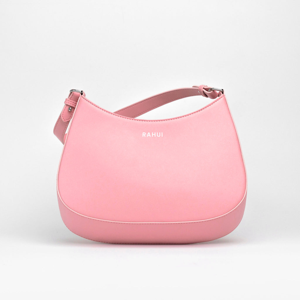 Rahui London Pink Apple Leather Vegan Mini Handbag Front View On White Background