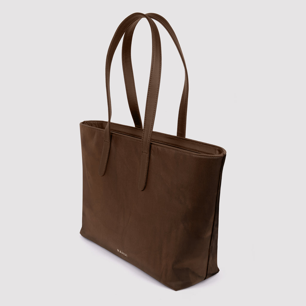 Rahui Pinatex Tote Bag Angle View | Brown Pinatex Performance Pineapple Classic Collection Rahui London