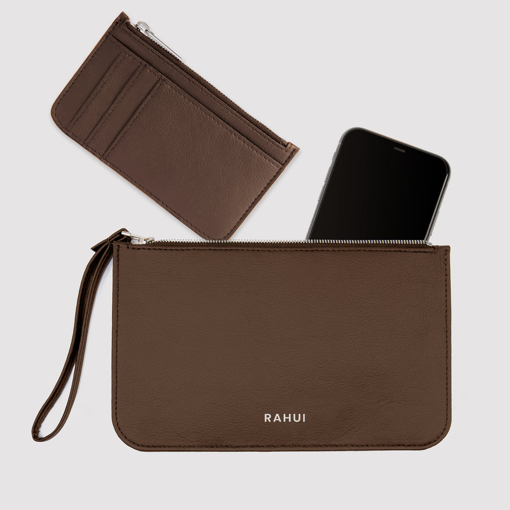 Rahui Brown Pinatex Sakura Mini Clutch Content View