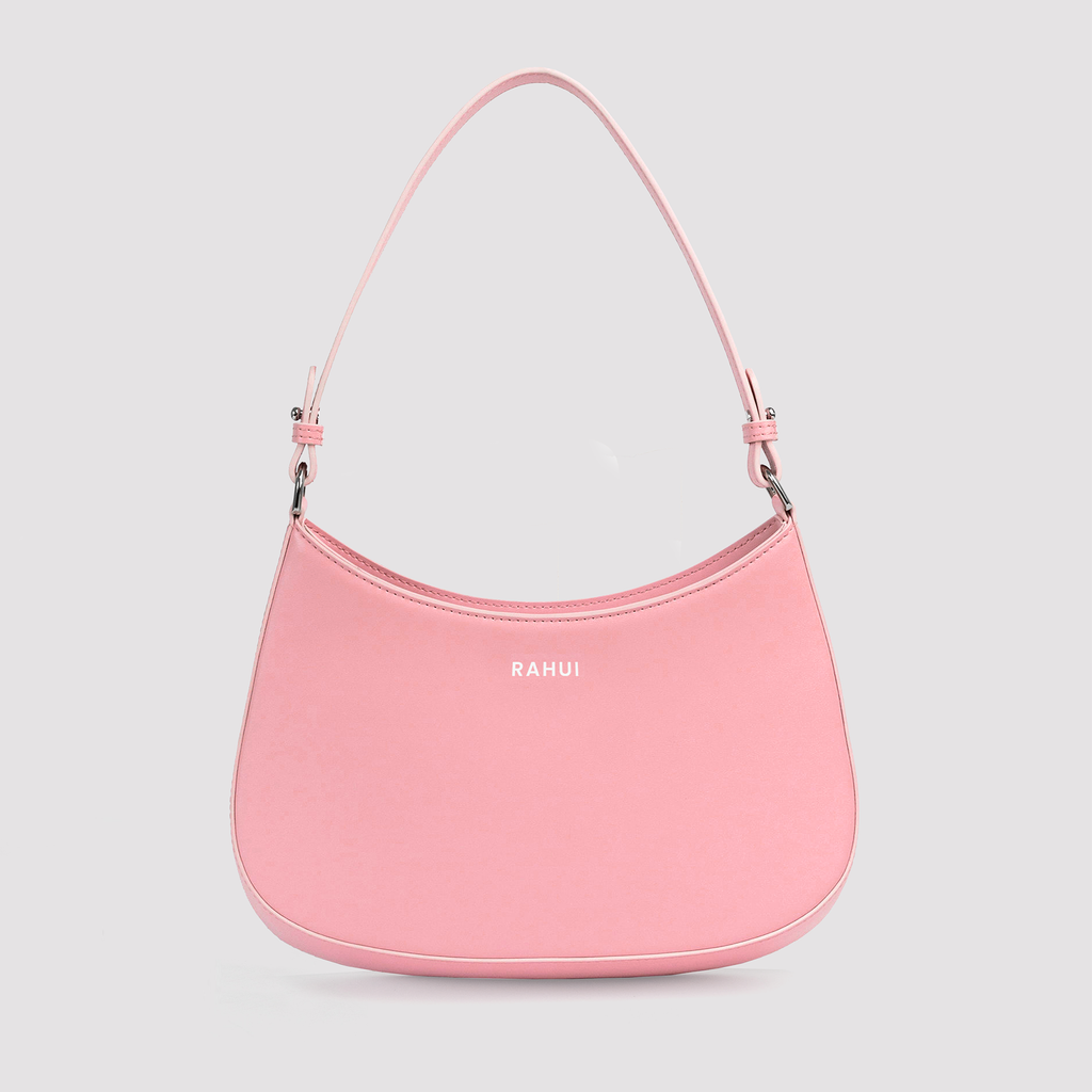 Pink apple leather mini bag front view