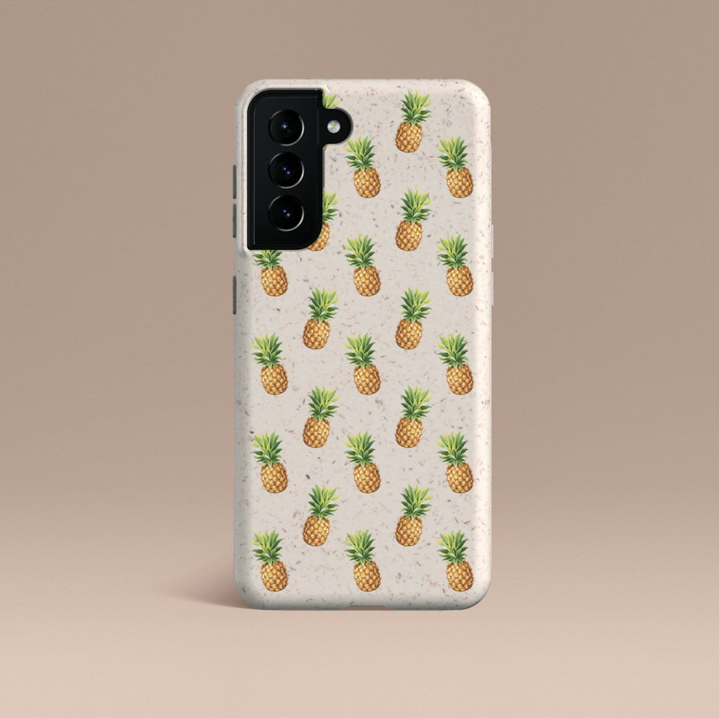 Pineapple print phone case for Samsung Galaxy on coloured background