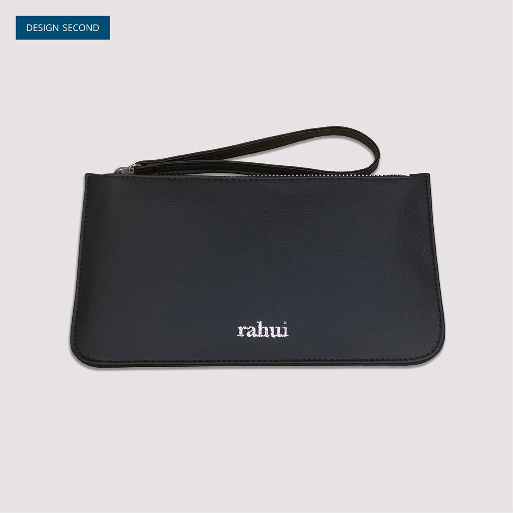 Rahui Black Pinatex Sakura Mini Clutch Front Design Second