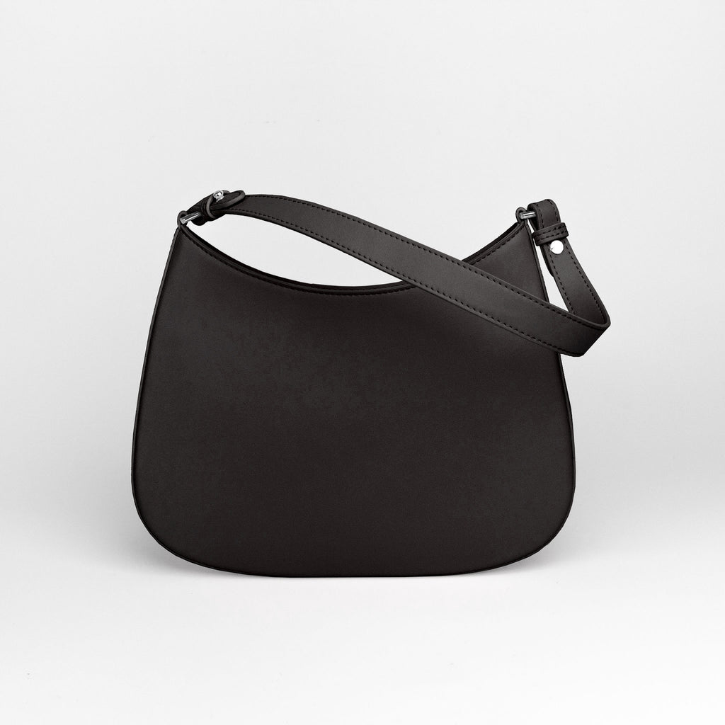 Rahui London Black Apple Leather Vegan Mini Handbag Back View On White Background